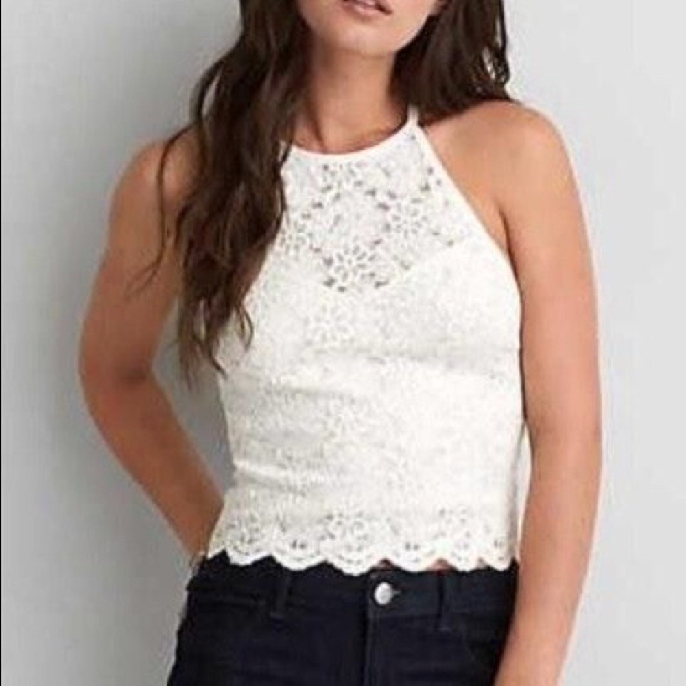 White lace halter top